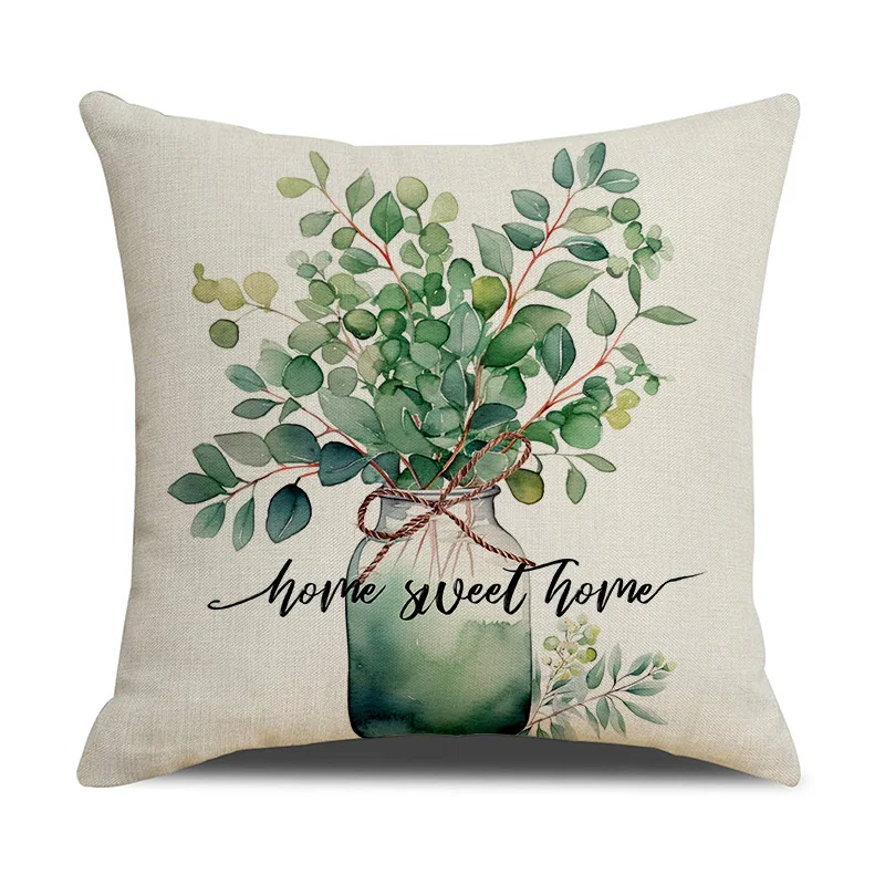 Description Picture 3 of itemSpring Pillowcase Green Farmhouse Throw Pillow Covers Floral Decorative Cushion Cases for Sofa Couch Living Room Home Decor