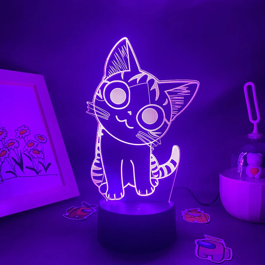 CuteAnimalCat3DLEDLavaLampforKidRGBBatteryNeonNightLight
