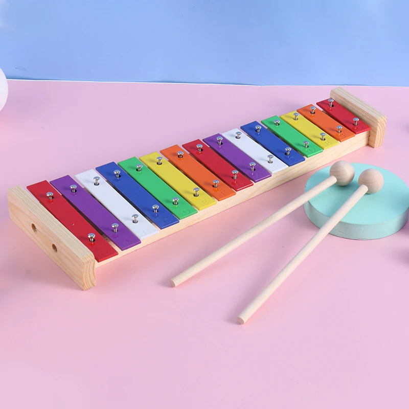 15 Keys Xylophone for Children Orff Musical Keyboard Kalimba Metal Music Instrument Wooden Xylophone For Kids Baby Piano Toy