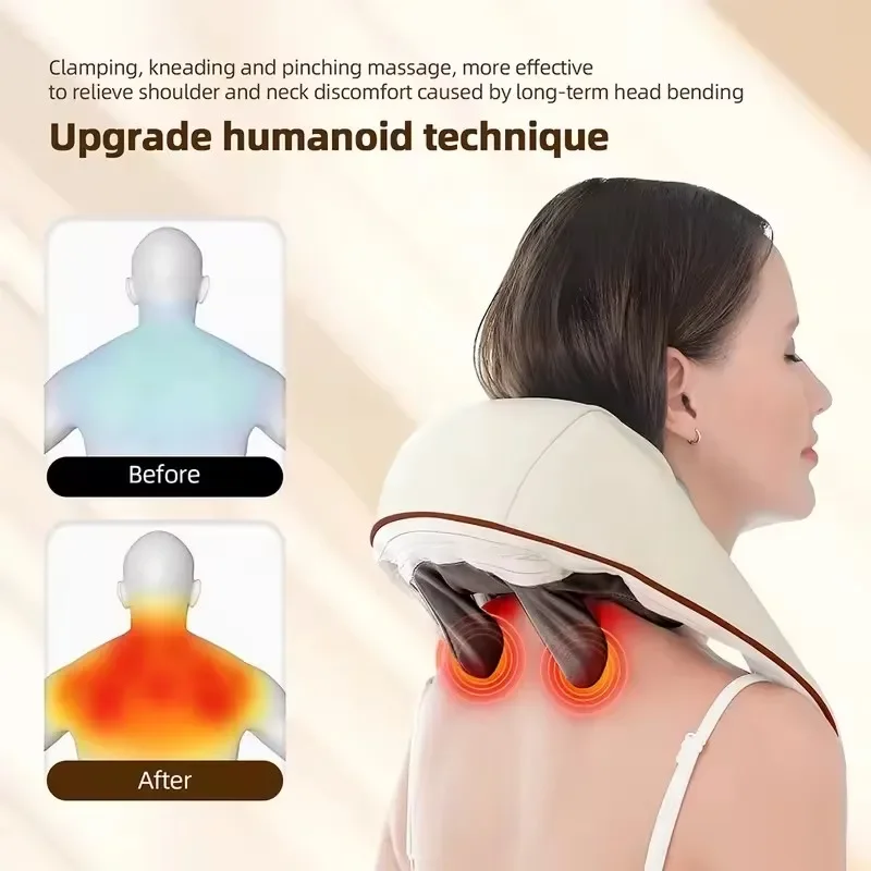 New Portable Mini Relaxer Dredge Kneading Smart Electric Wrap Heated Trapezius Muscle Neck Multifunctional Shiatsu Massage Shawl