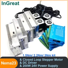 

4 Sets Nema23 57mm Closed Loop Stepper Motor Driver Power Supply 1.5Nm 2.2Nm 3Nm Encoder DSP 2PH DC Hybird Easy Servo for Lathe