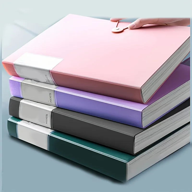 A4 Data Storage Book with Transparent Cover and Label - 60-Page Multi-Functional Folder