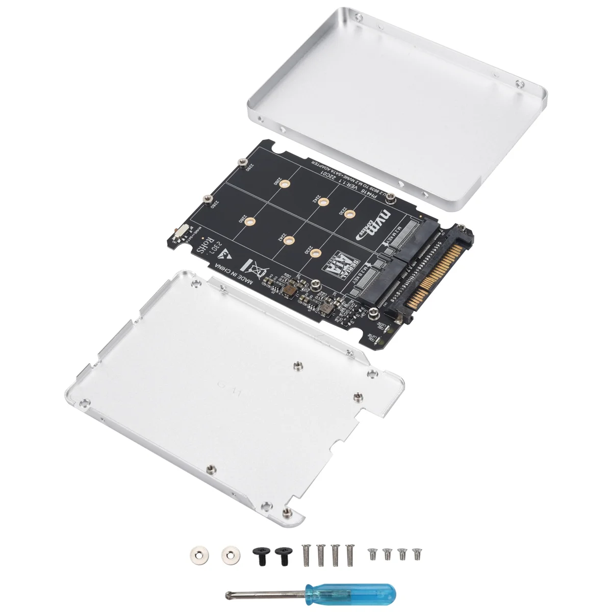 쉘 포함 M.2 SSD-U.2 어댑터, 2 인 1 M.2 NVMe 및 SATA-Bus NGFF SSD-PCI-E U.2 SFF-8639 어댑터, PCIe M2 컨버터