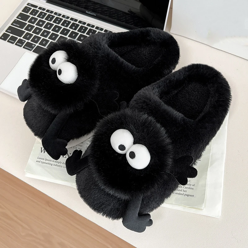 Women's Cartoon Cute House Slippers Warm Plus Lined Closed Toe Fuzzy Home Slides Women's Fluffy Comfy Shoes Winter Autumn 6
