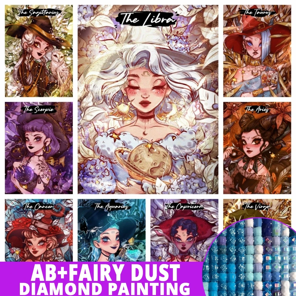 Ethereal Zodiac Witch 5D DIY Diamond Painting Embroidery Art Mosaic Decor Gift