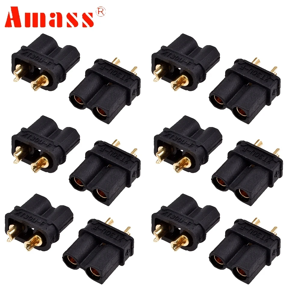 Amass 암수 불릿 커넥터 플러그 업그레이드 XT30 소형 볼륨 커넥터, RC FPV 리포 배터리용, XT30U, 2/5/10 쌍