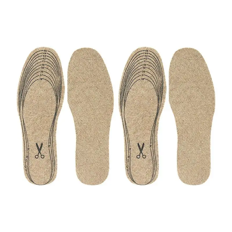 2 Pairs wool felt insol Cuttable Felt Insoles Warm Wool Boot Insoles Shoe Inserts Shoe Liners Sole Inserts Shock Absorption Wool