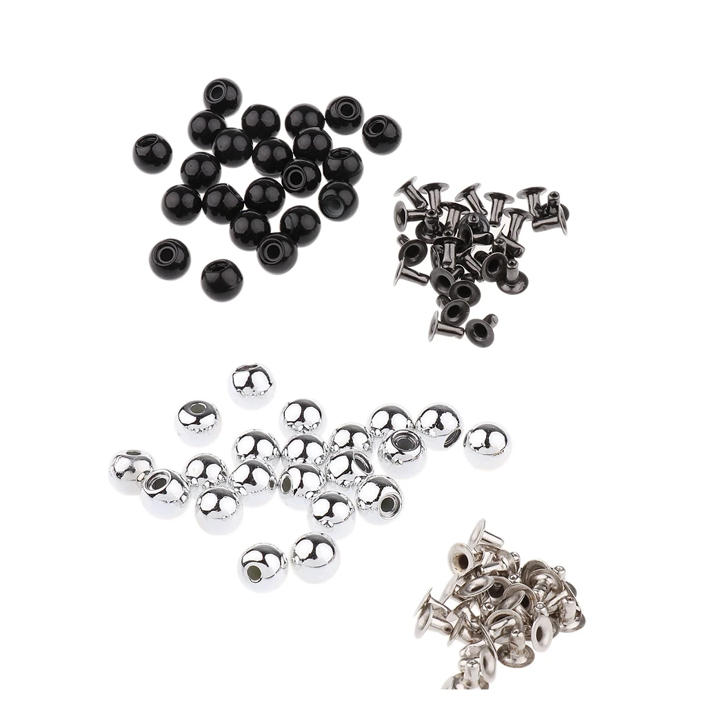40 Sets Stylish Gloss Black and Dome Studs Button for Hand Craft Clothes Bag Shoes Embellishment