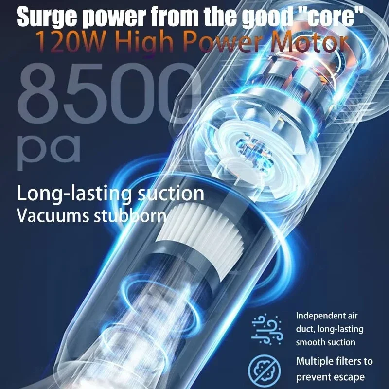 Household Vacuum Cleaner Wireless Portable 120W Super Power Vacuuming Dust Mite Wet And Dry Long Life Car Appliances 5