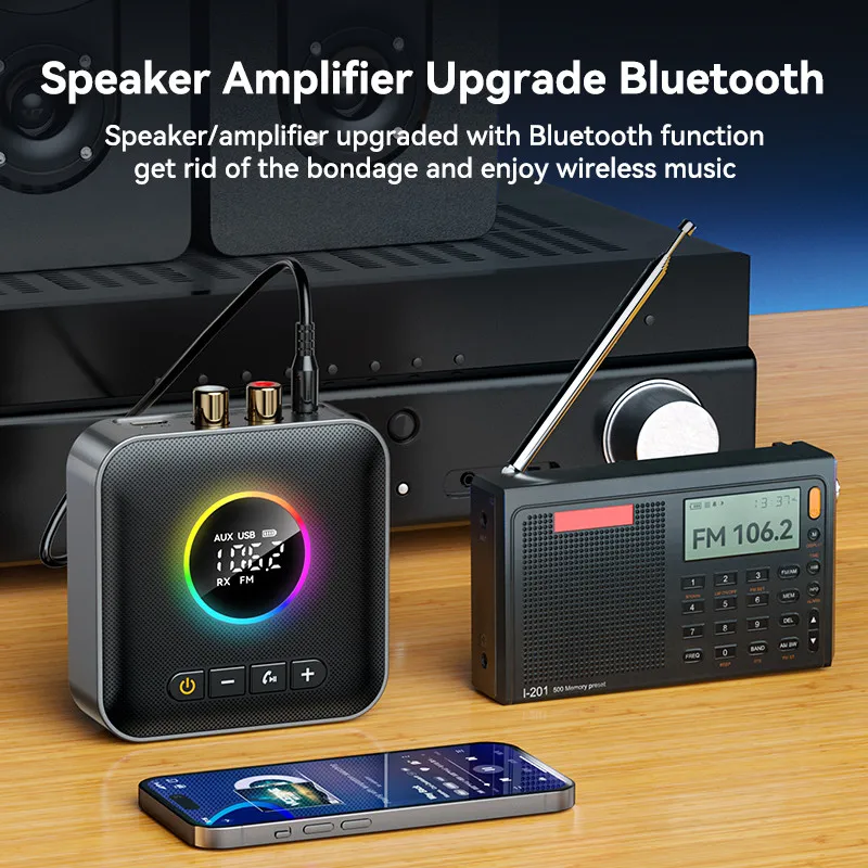 3 in 1 블루투스 5.4 송신기, 리시버 FM 변조기 송신기, 3.5mm, AUX C 타입, 멀티 포인트 인터페이스, CD 품질, Hifi 음악