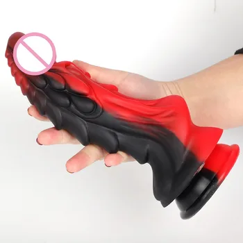 Double Color Kylin Dragon Dildo, Liquid Silicone Realistic Animal Dildo Suction Cup Huge Dildio For Women Soft Monster Conslador 3