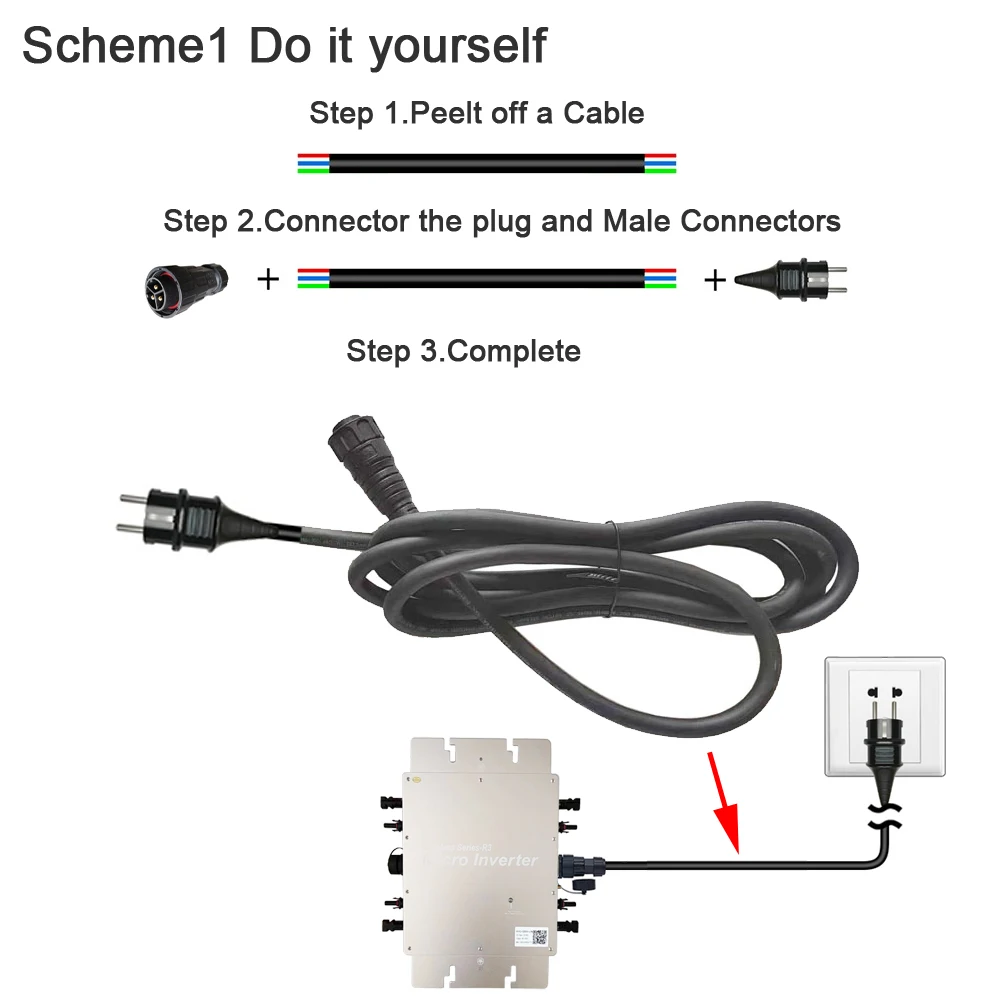 1 Pcs EU Detachable Plug and 1 Pcs Male Connectors for WVC600W~WVC2800W for solar connectors,outdoor cable connector,wifi plug connector
