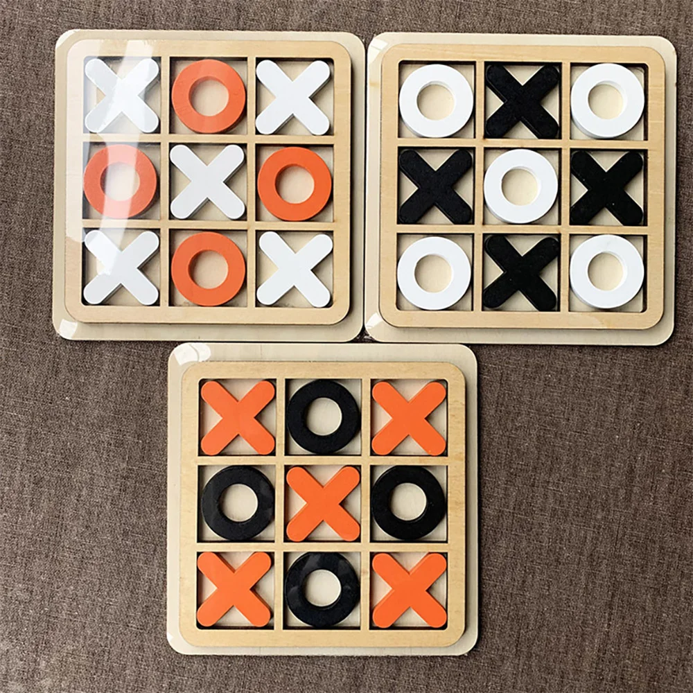 

Wooden Tic TAC Toe Board Game Leisure Intelligent Family Games Funny Table Game Parent-Child Xoxo Chess Ox Chess