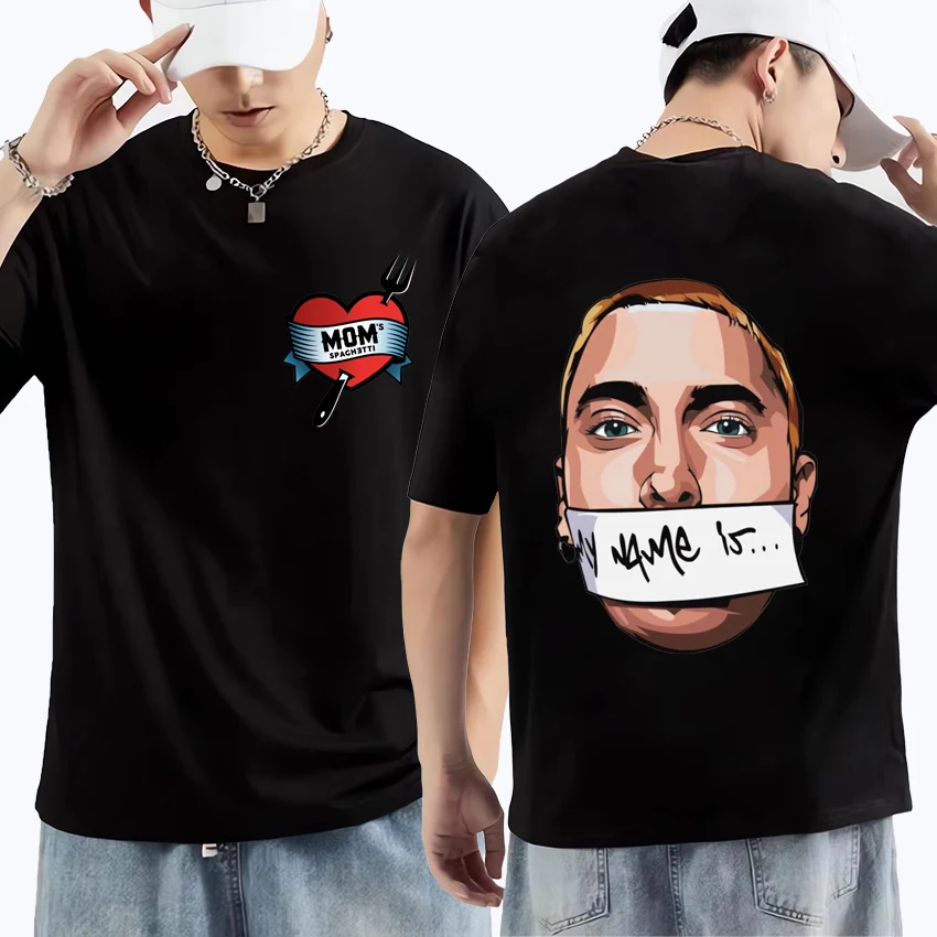 

Rapper Eminem Double Sided Loose T Shirts Men Women funny Hip Hop Hort Sleeve T-shirt Summer Street Fashion Oversized T Shirt