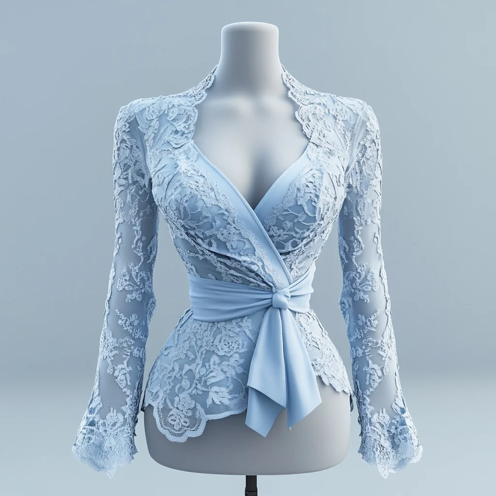 Close-up Detail of Lace and Tie Front
