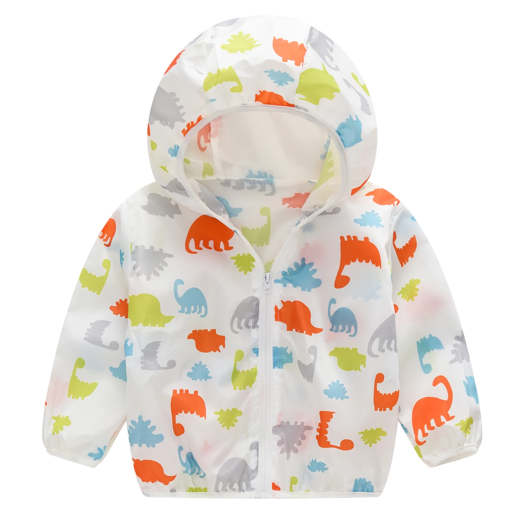 boys' Cartoon Handprint Hooded Windbreaker with Free Storage Bag Summer Sun-Safe Fun Kids Jacket