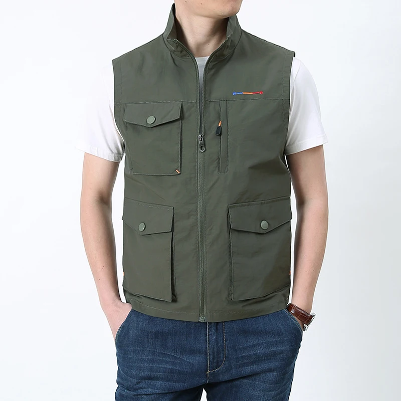 

M-5XL Men's Outdoor Casual Vest Breathable Multipockets Hiking Sleeveless Jackets Fishing Cycling Waistcoat Teenagers Outerwear