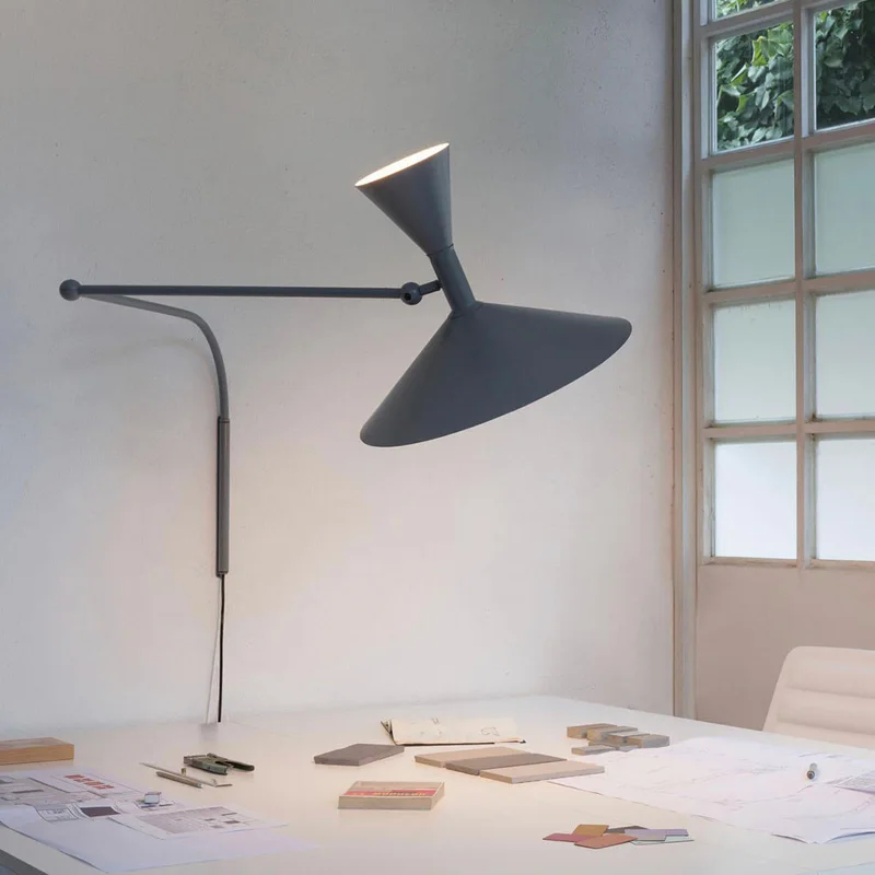 Marseille Wall Lamp White Black Metal Trumpet Swing Arm Sconce Lamp For Study Room Bedroom Modern Living Room Corner Wall Lamp 3