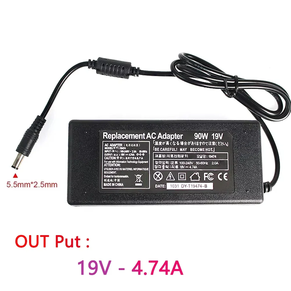 19V 4.74A 90W 5.5*2.5mm AC Laptop Charger Adapter for Acer Aspire 5315 5630 5735 5920 5535 5738 6920 6530G 7739Z Power Supply