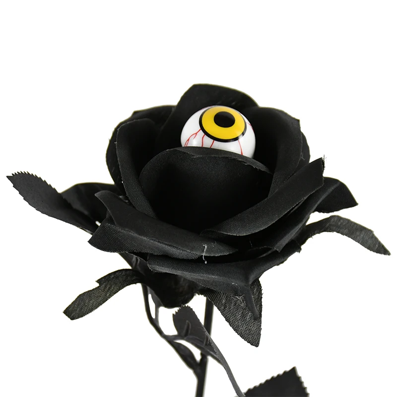 1/5Pcs Halloween Flowers Artificial Black Rose With Eyeball For Halloween Home Decoration Party Horror Props DIY Bouquets Craft