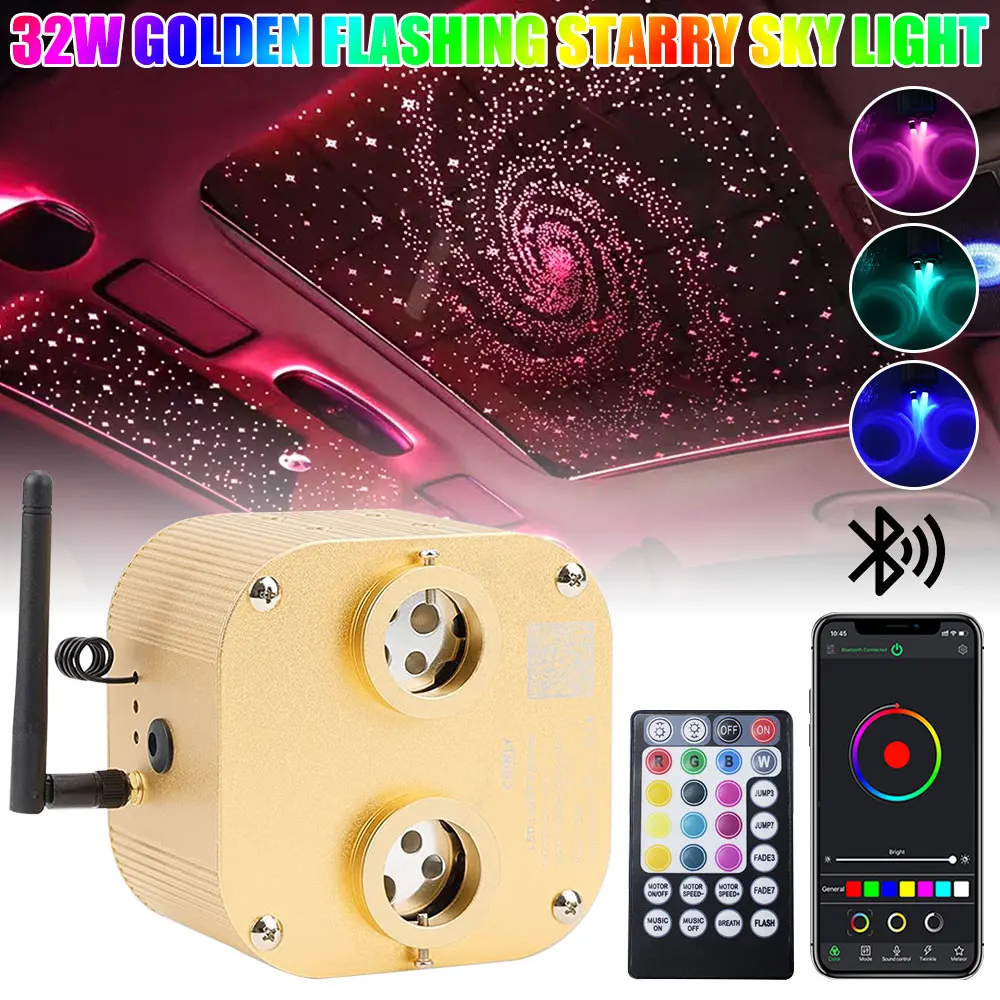 

32W Twinkle RGBW Fiber Optic Star Ceiling Lights Kit Smart APP Sound Control LED Engine for Car Starry Sky Fiber Optic Light