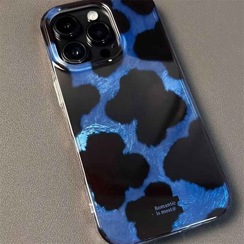 Blue Brown Leopard Pattern Personalized Phone Case