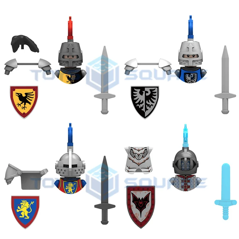 Il Corvo Medievale Black Hawk Red Lion Bat Knight Model Blocks Moc Bricks Set Regali Giocattoli Per Bambini N805-N808