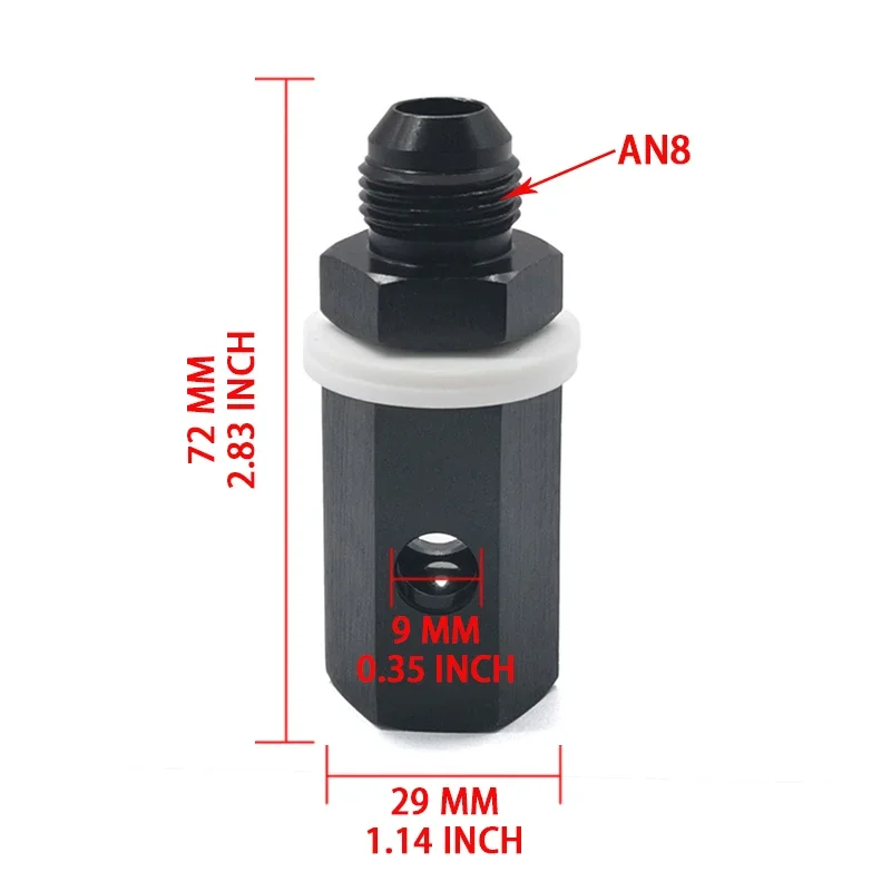 6AN 8AN 10AN Male Fuel Cell Tank Rollover Vent Valve Aluminum Black with valve exhaust system