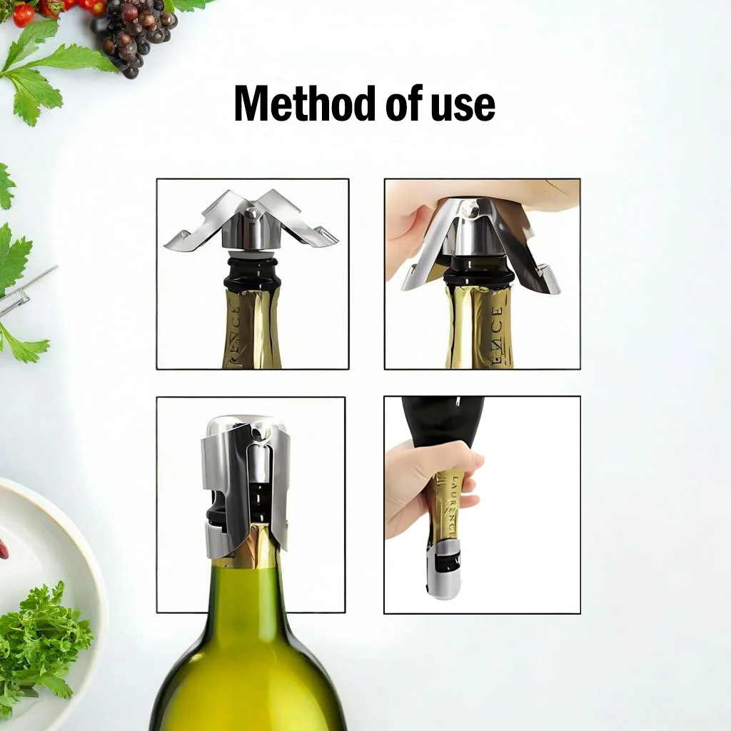 Wine Stopper Wine Bottle Stopper Wine Beer Bottle Cork Plug Stainless Steel Champagne Sparkling stopper Bar Tools 1PC Sealing Cap
