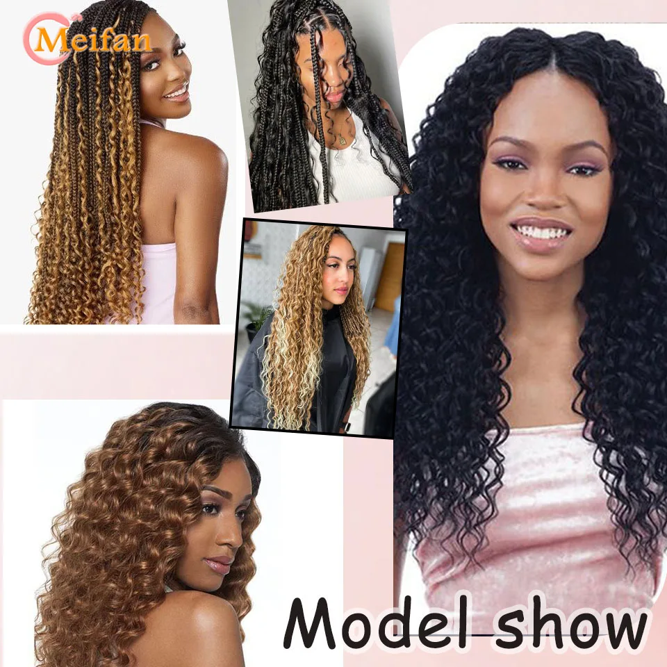 MEIFAN Water Wave Braiding Hair Synthetic No Weft Curly Hair Bundles Bulk Deep Wave Bulk for Braiding Micro