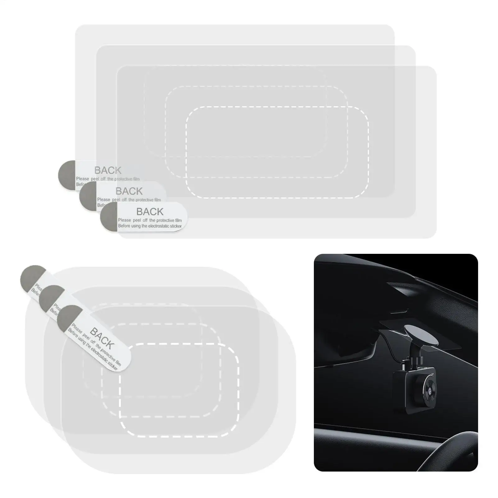 6pcs Electrostatic Films For Dashboard Cameras Windshield Mount Dashcams Stability Transparent Antifall Clear Adhesive Sticker