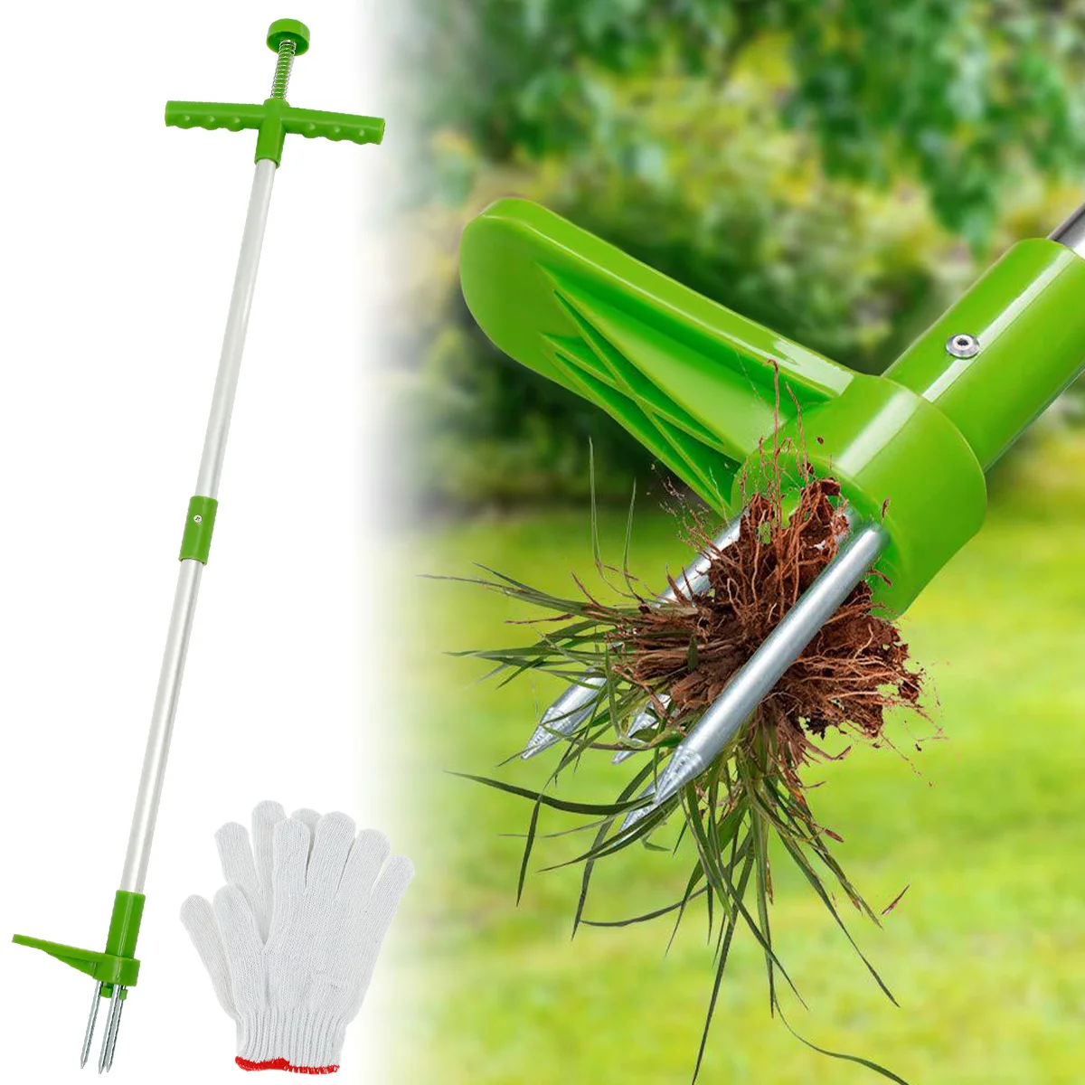39inch Weed Puller Stand Up Handle Manual Weed Removal Tools Long Hand Tool with Stainless Steel Claw Sturdy Lightweight Pulling 2