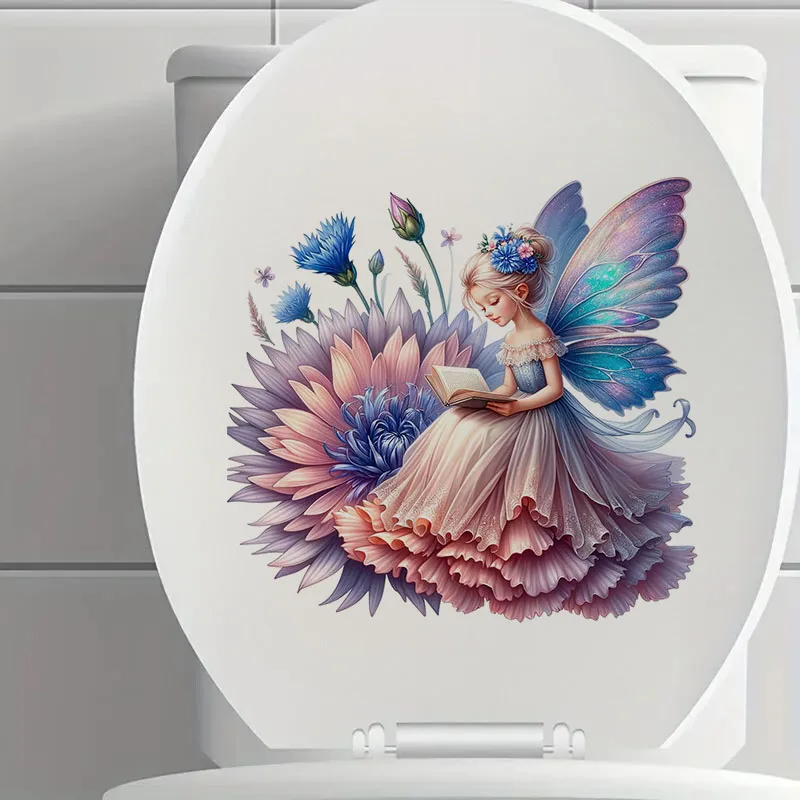 Beautiful Little Fairy Stickers Self-Adhesive Toilet Lid Stickers Wall Decal Removable Reusable Vinyl Car Sticker for Bathroom wall stickers,toilet stickers