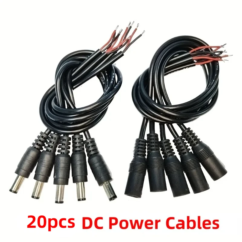 Masculino e Feminino dc Cabos de Alimentação Cabo Conector para 3528 5050 Led Strip Light 5.5×2.1 mm 12v 15cm 20cm 30cm 20 Pcs