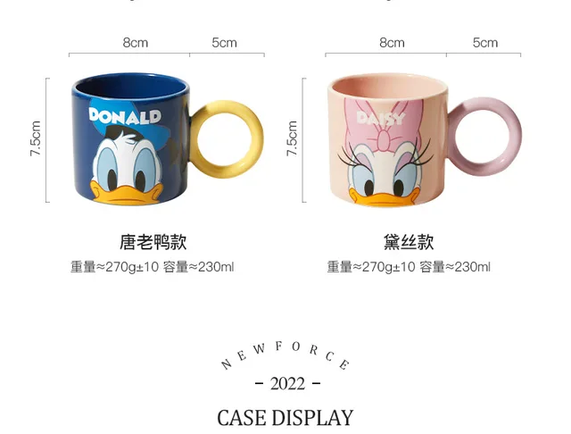 Kawaii Disney Anime Hobby Mickey Mouse Donald Duck Ceramic Mug Office Bulk  Coffee Cup Water Cup Gift for Girlfriend