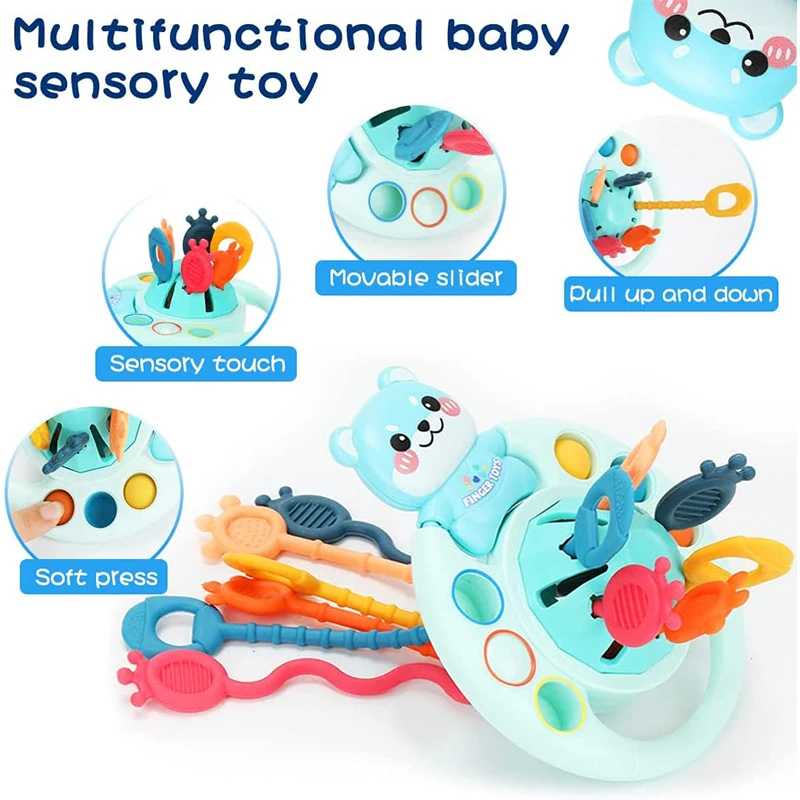 Development Baby Rattle Teether Toys Montessori Silicone Pull String Games Baby Toys 1 Year Teething Toys For Babies 6 12 Months 3