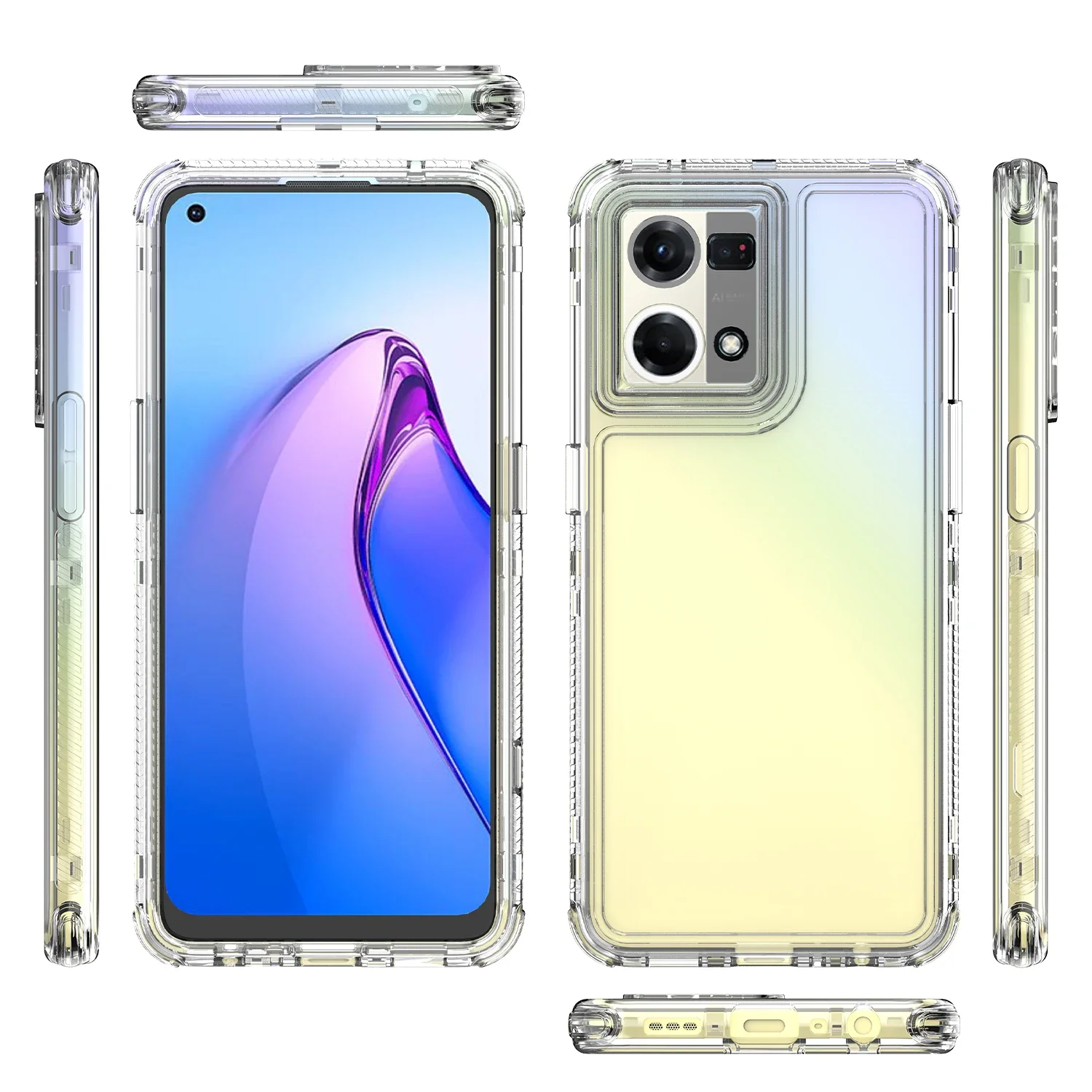 3-in-1 Hybrid Armor Shockproof Phone Case with Hard Plastic Frame and Transparent TPU Back