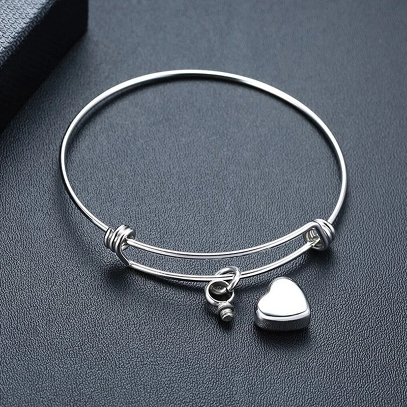 Cremation Jewelry Bracelet for Ashes Stainless Steel Heart Urn Bangles for Ashes Heart Memorial Keepsake Jewelry with Funnel Kit 5