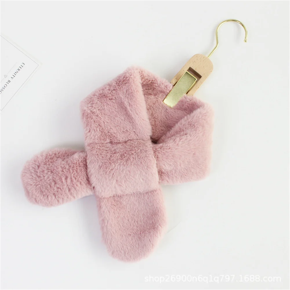 Cartoon Kids Plush Scarf Imitation Rabbit Fur Autumn Winter Boy Girl Warm Neck Cover Outdoor Windproof Children Neckerchief