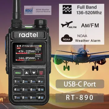 Radtel RT-890 Full Band Ham Radio Amateur 2 Way Radio 999CH Walkie Talkie AM Air Aviation Band Color Scanner Marine NOAA Scan