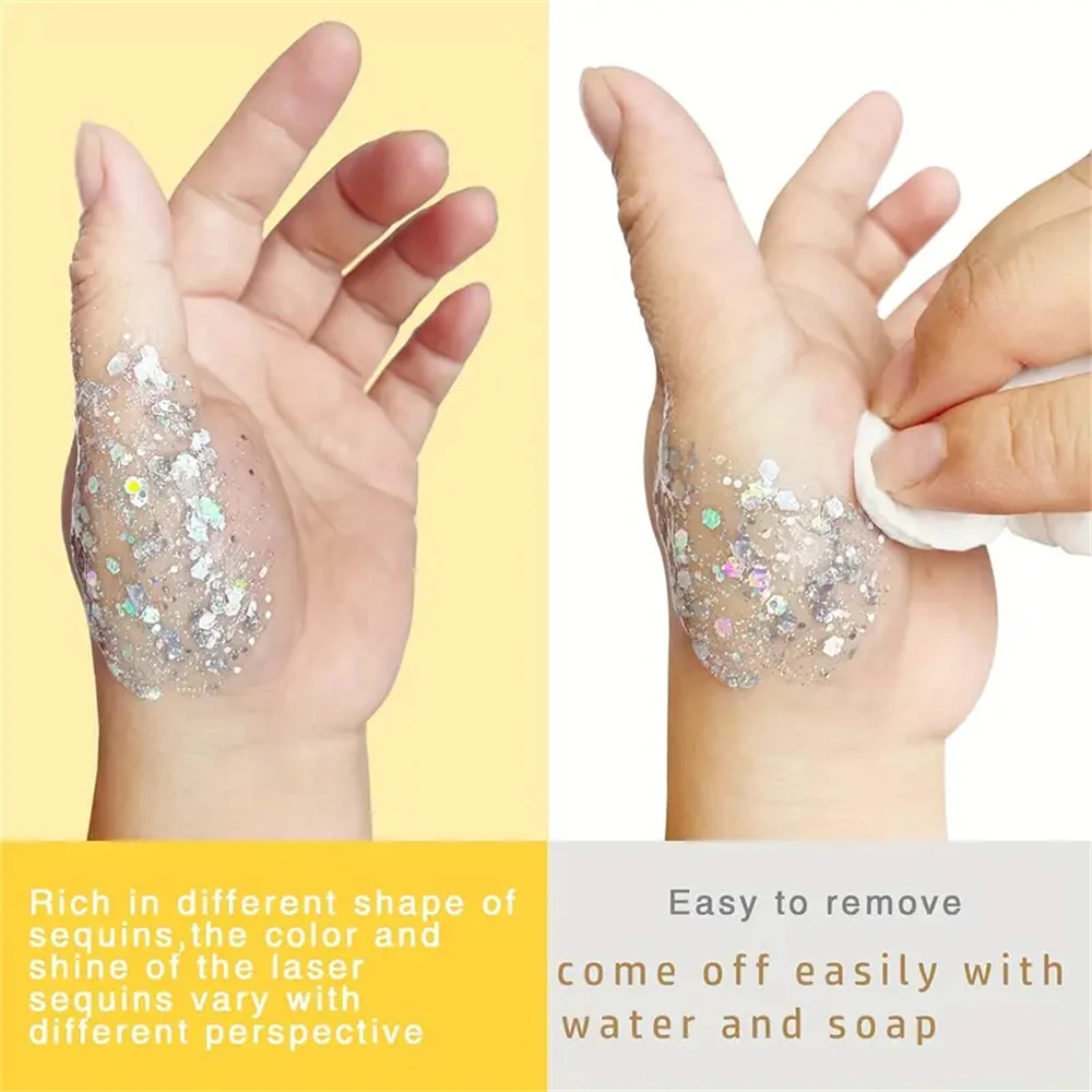 Mermaid Sequin Body Glitter Gel-Long-Lasting Shine for Carnival, Parties, Festival and Stage Performance-Great for Girls body glitter gel