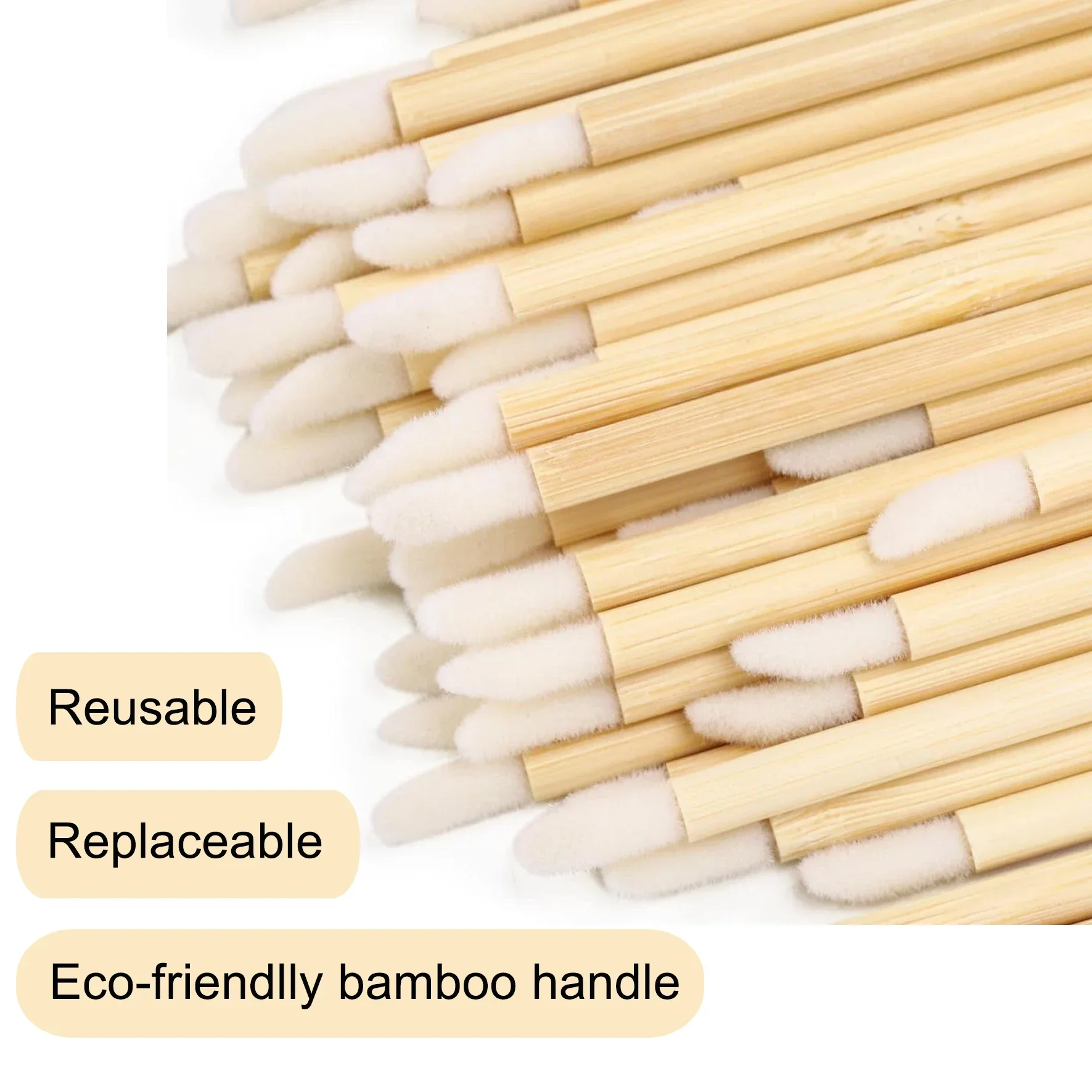 Makeup Brush Set 50pcs Eyelash Brush Bamboo Mascara Wands For Eyebrow Eyelash Spoolies Eyeliner Brush Lip Applicator Lash Extension