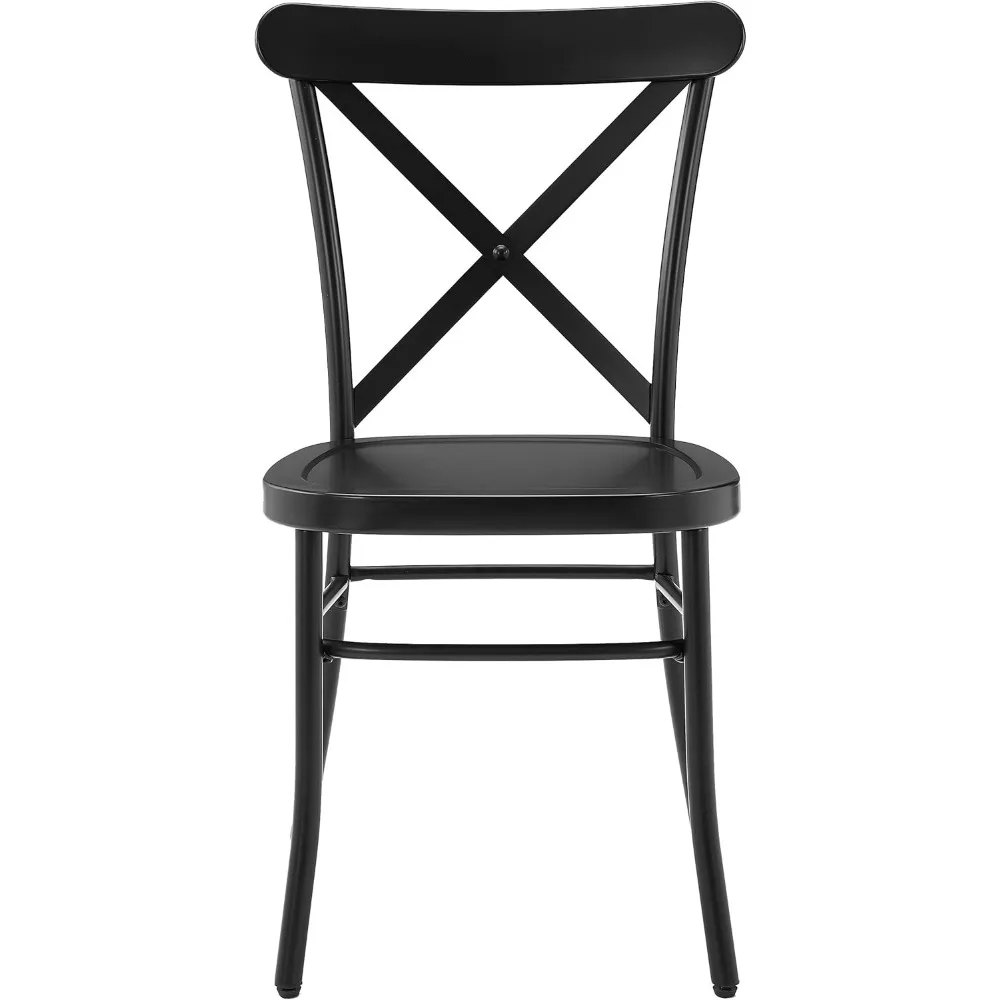 Camille Metal X Back Café Dining Chairs Set of 2, Matte Black 6