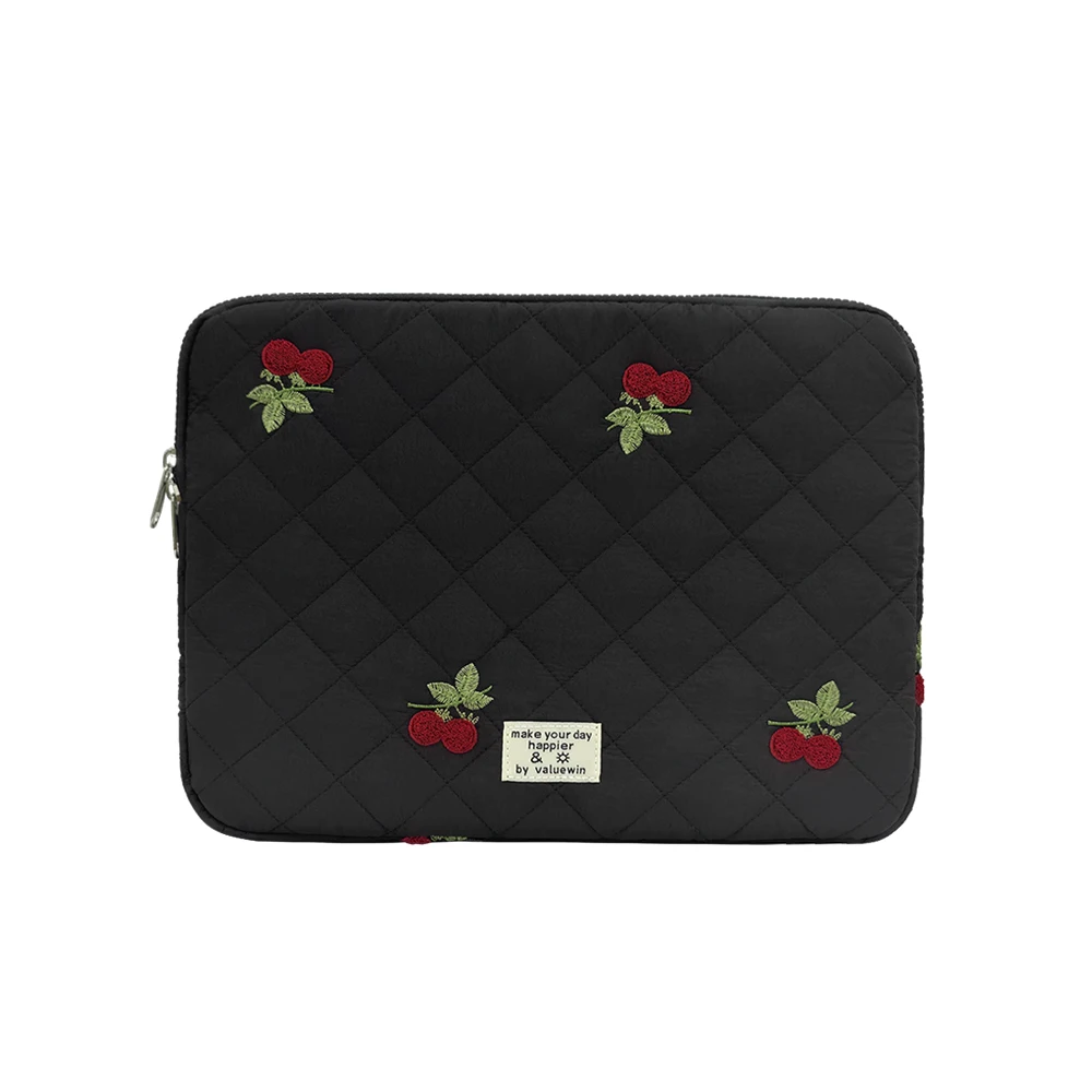 Versatile Plush-Lined Laptop Sleeve with Embroidery