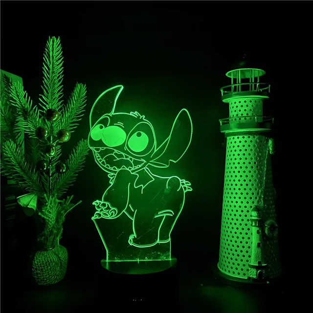 Stitch Lampe 3D Manga Veilleuse à LED, Stitch lampe de chevet