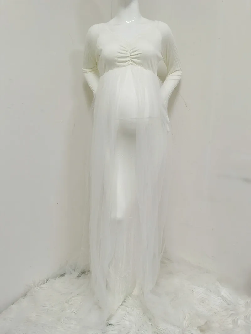 2023 Maternity Tulle Long Dresses Baby Shower Cotton Dress Photography Dress  | eBay