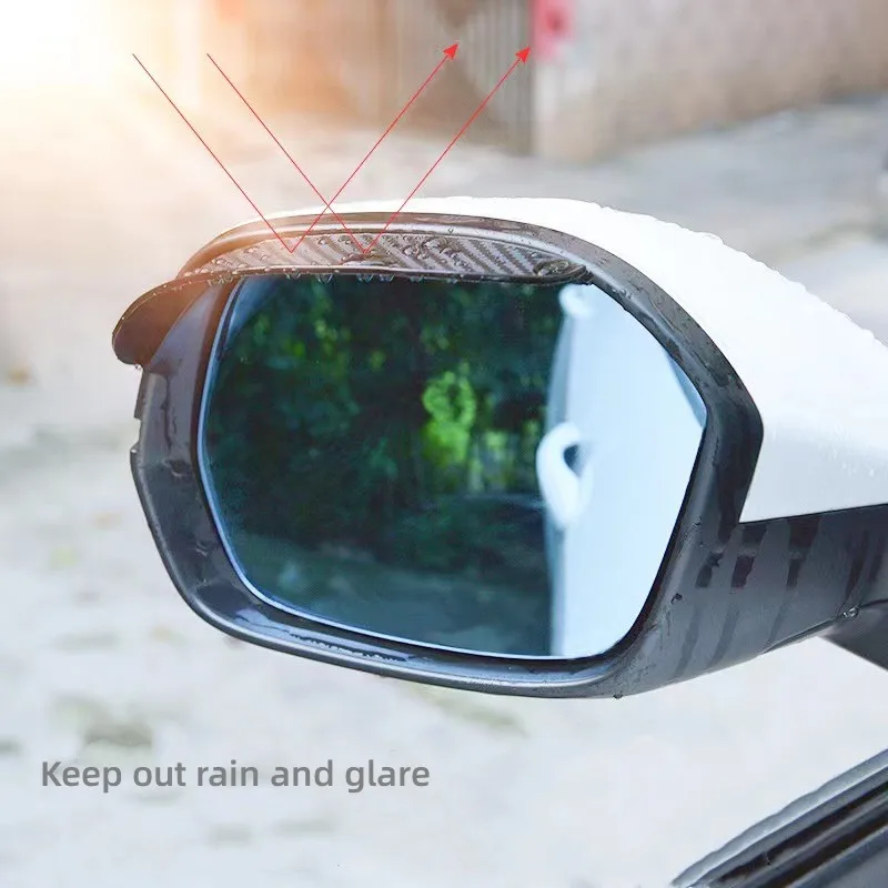 2Pcs Carbon Fiber Pattern Car Rearview Mirror Rain Eyebrow Anti-glare Cover For Volkswagen VW Polo 6R 6N 6N2 6C 9N 9N3 Rline