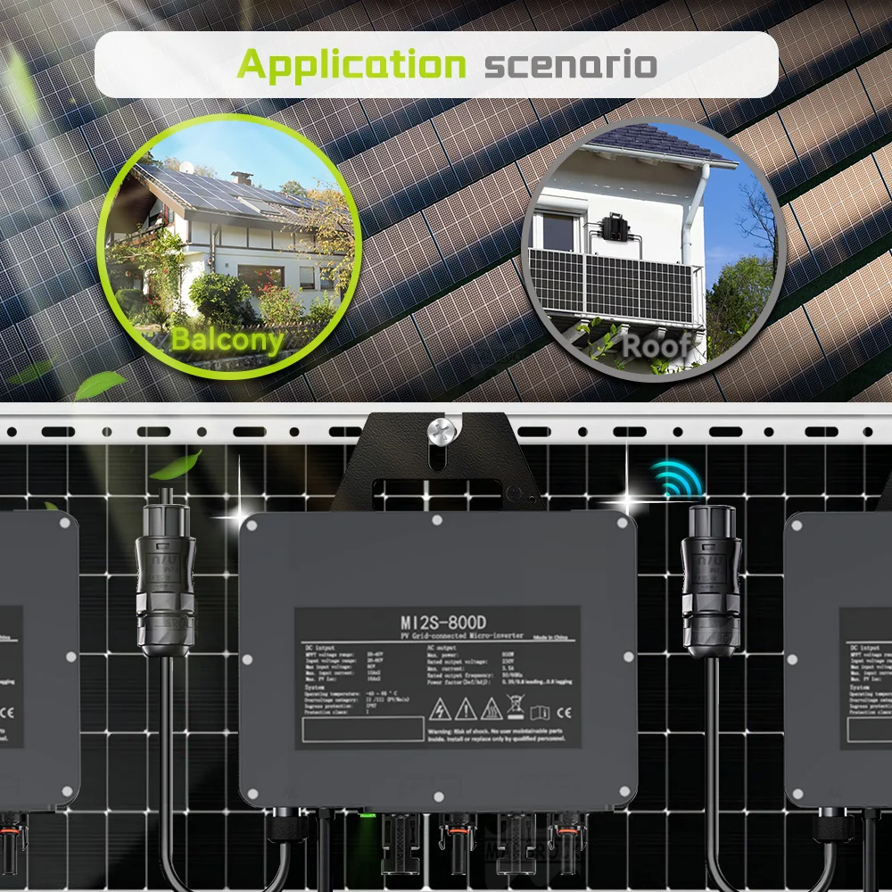 800W IP67 Solar-Netzwechselrichter 26-60V DC 230V AC mit integriertem WLAN für Haus-PV-Netz auf Mikrokonverter mit 12 Jahren Garantie – Detail 4