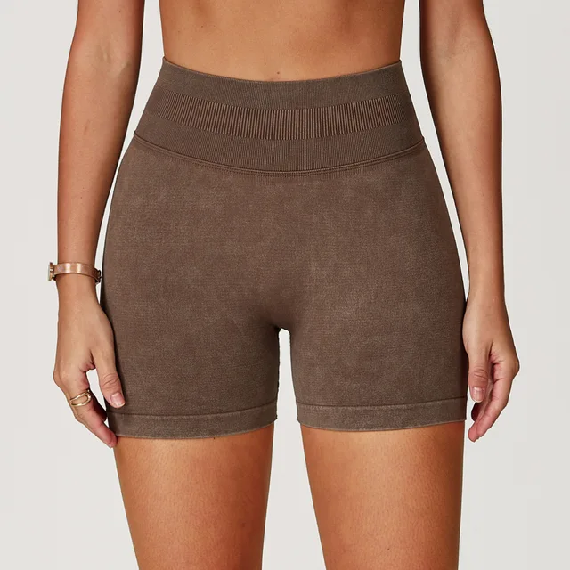 Short de Yoga taille haute pour femmes, délavé au sable, short d'entraînement, Fitness, levage des fesses, Fitness, Yoga, gymnastique, course à pied