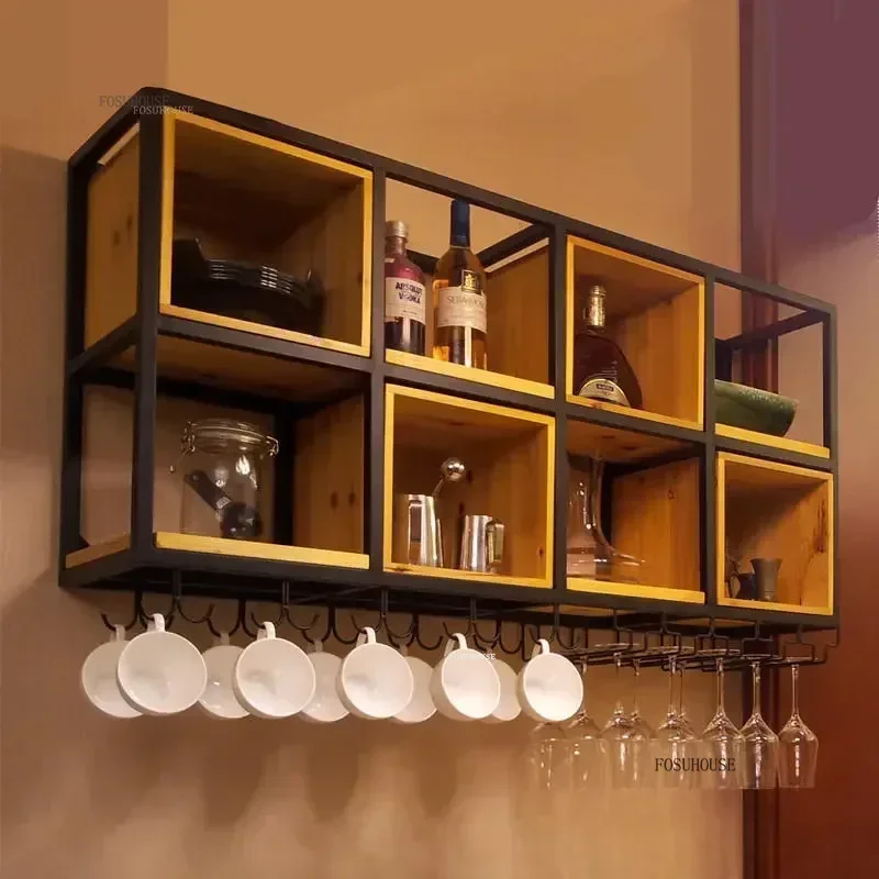 Nordic Iron Upside Down Wine Cabinets Industrial Bar Cabinets Home Decorative Wall Hangings Cupboard Racks Bar FurnitureN